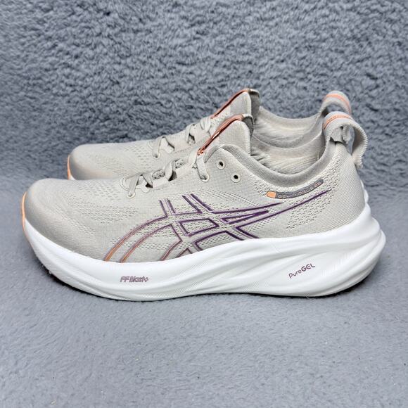 Asics Gel Nimbus 26 Womens Size 9.5 Running Shoes Oatmeal Faded Orange - Picture 3 of 9